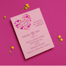 Pink Hearts Invitación a la fiesta del Día de Gale