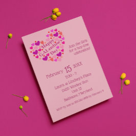 Pink Hearts Invitación a la fiesta del Día de Gale