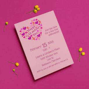Pink Hearts Invitación a la fiesta del Día de Gale