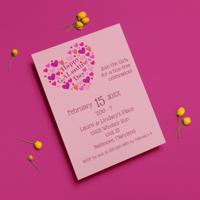 Pink Hearts Invitación a la fiesta del Día de Gale (Subido por el creador)
