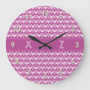 Pink Hearts reloj de pared personalizado