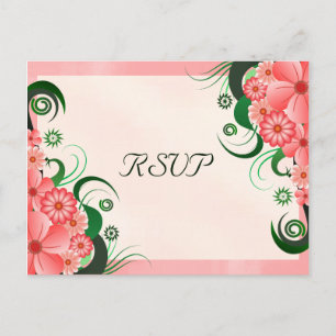 Pink Hibiscus Floral Elegante RSVP Postales de res