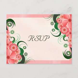 Pink Hibiscus Floral Elegante RSVP Postales de res