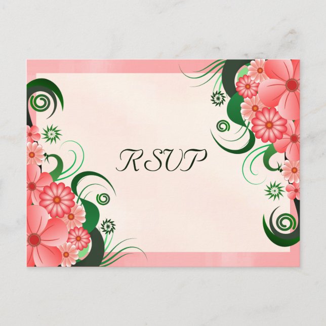 Pink Hibiscus Floral Elegante RSVP Postales de res (Anverso)