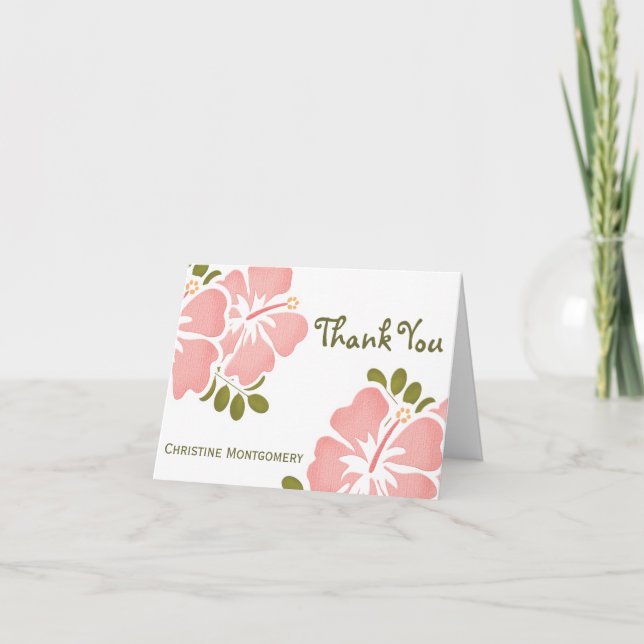 Pink Hibiscus Gracias Cartas De Notas (Anverso)