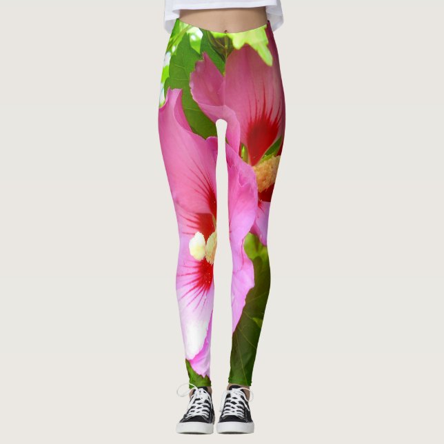 Pink Hibiscus Leggings (Anverso)