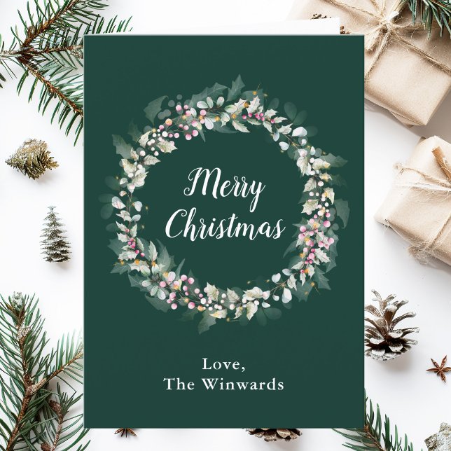 Pink Holly Wreath Feliz Navidad (Subido por el creador)