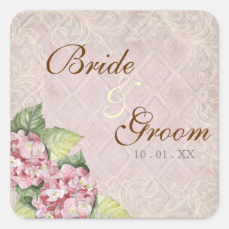 Pink Hydrangea Swirl - Sello Boda o Pegatina