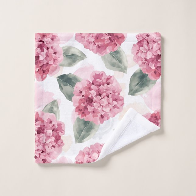 Pink Hydrangea Watercolor Botanical Floral Pattern (Toallita)