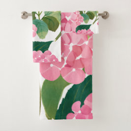 Pink Hydrangea Watercolor Floral Coastal