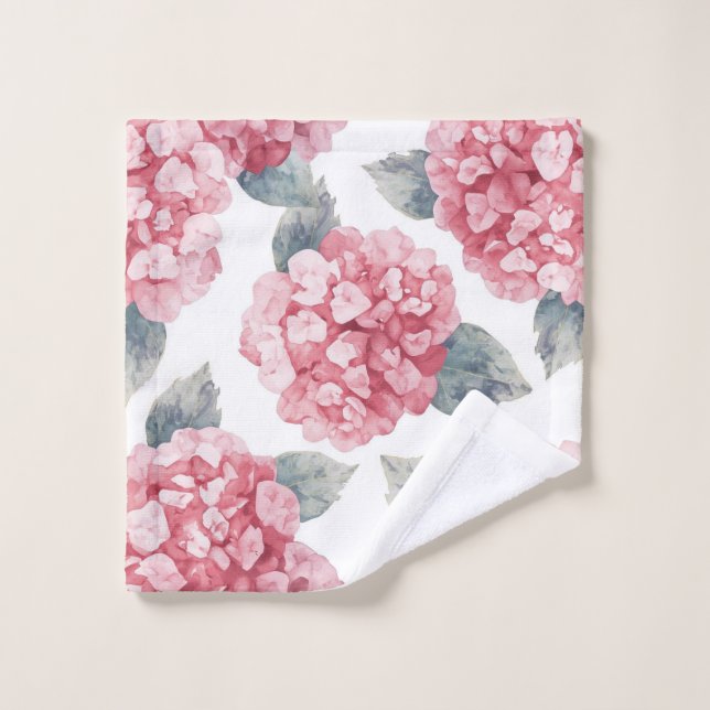 Pink Hydrangeas Watercolor Floral Blooms Painting (Toallita)