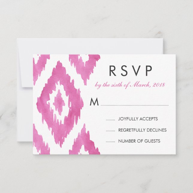 Pink Ikat RSVP (Anverso)