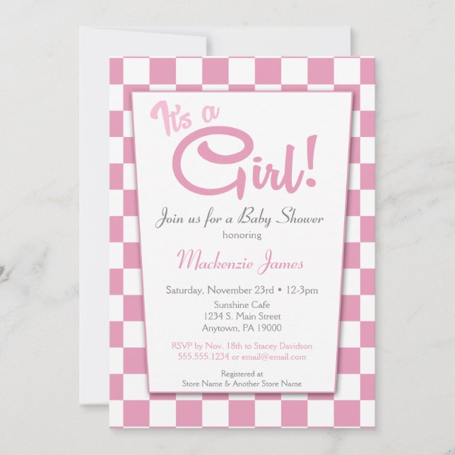 Pink It's A Chica Diner Baby Shower Invitación de  (Anverso)