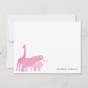 Pink Jungle Animals Personalized Gracias Notas
