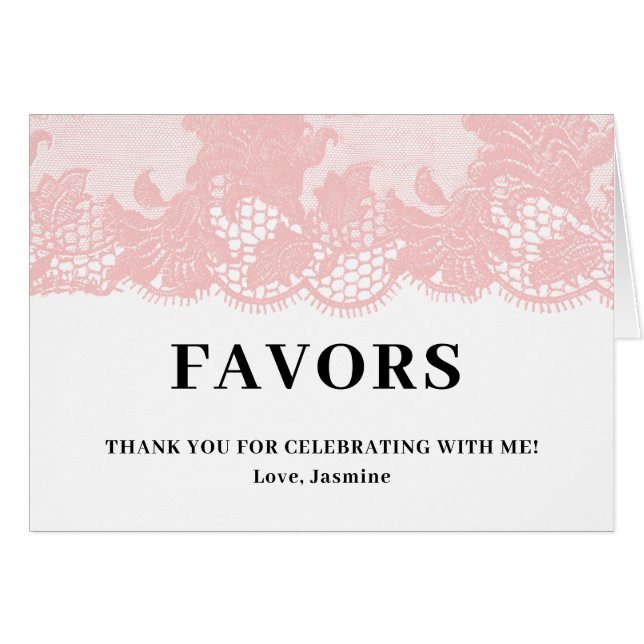 Pink Lace  Favors Paper Tent (Anverso (Horizontal))