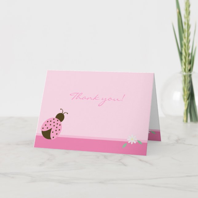 Pink Ladybug con daisy FOLDED nota de agradecimien (Anverso)