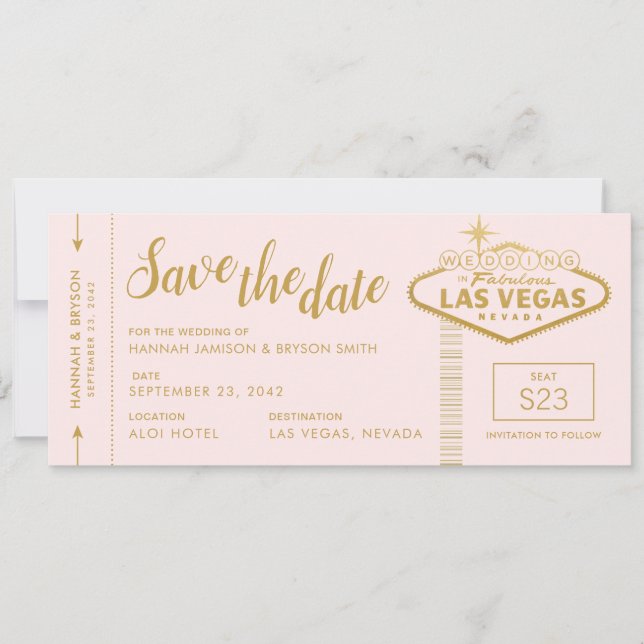 Pink Las Vegas Boarding Pass Guardar la tarjeta de (Anverso)