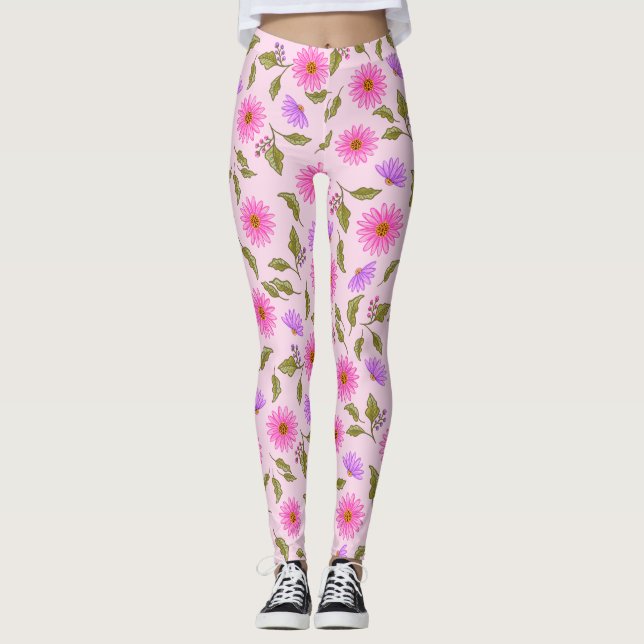 Pink Lavender Lacy Daisy Leggings (Anverso)