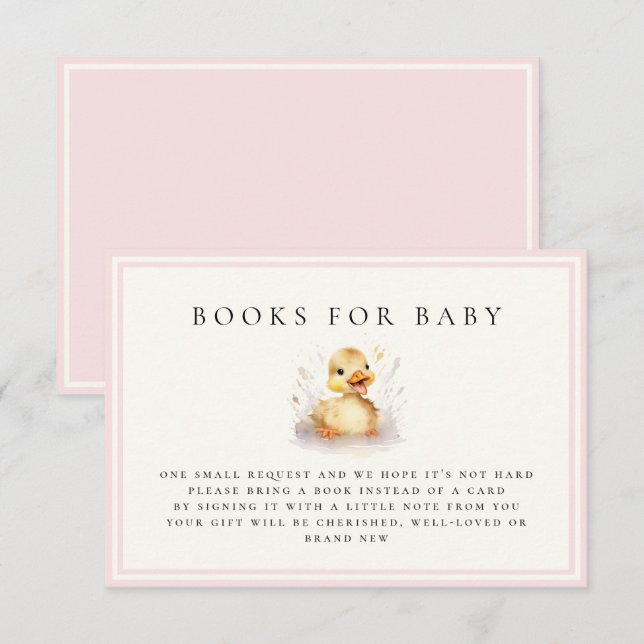 Pink Little Duck Baby Shower Boys for Baby Card (Anverso / Reverso)