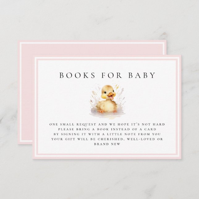 Pink Little Duck Baby Shower Boys for Baby Card (Anverso / Reverso)