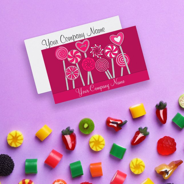 Pink Lollipop Candy Shop Panadería Tarjeta de Nego (Subido por el creador)