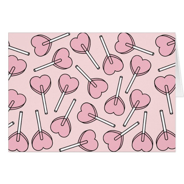 Pink Lollipops, Heart Lollipops, Lollipop Pattern (Anverso (Horizontal))