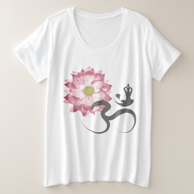 Pink Lotus Flor Yoga & Zen Calligraphy Om Aum (Anverso del diseño)