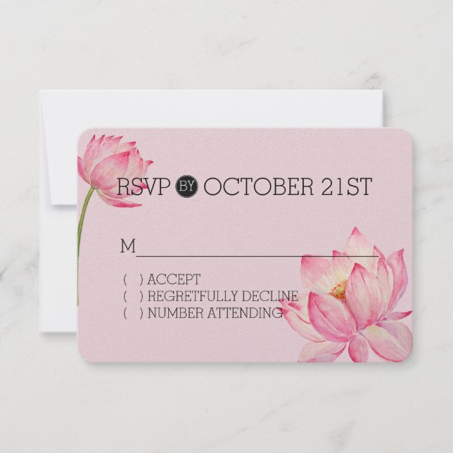 Pink Lotus Floral RSVP (Anverso)