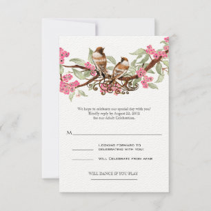 Pink Love Bird Wedding RSVP