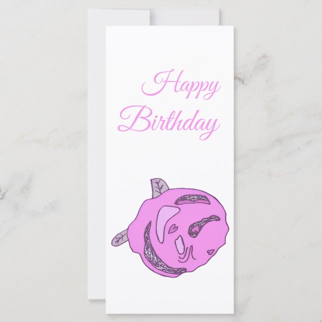 Pink Love Rose Happy Birthday Flat Card (Anverso)
