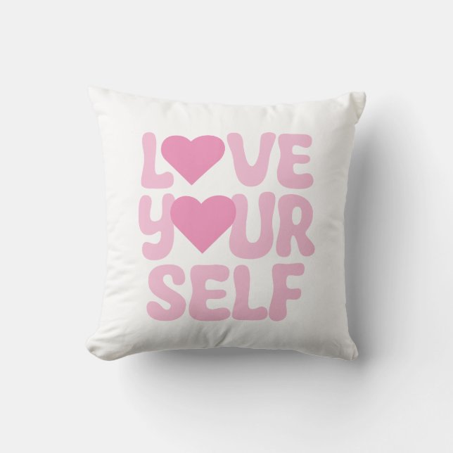 Pink Love Yourself Cita Cojín decorativo (Anverso)