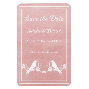 Pink Lovebird Floral Salva el imán de la fecha