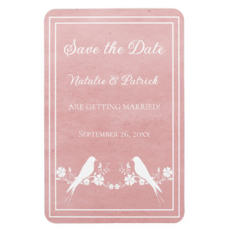 Pink Lovebird Floral Salva el imán de la fecha