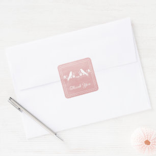 Pink Lovebirds Floral Gracias Pegatinas