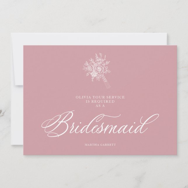 Pink Luxury Minimalist Wedding Bouquet Bridesmaid (Anverso)