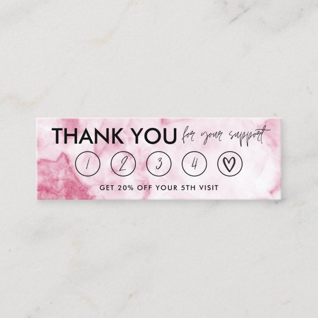 Pink Marble Makeup Hair Gracias Tarjeta De Lealtad (Anverso)