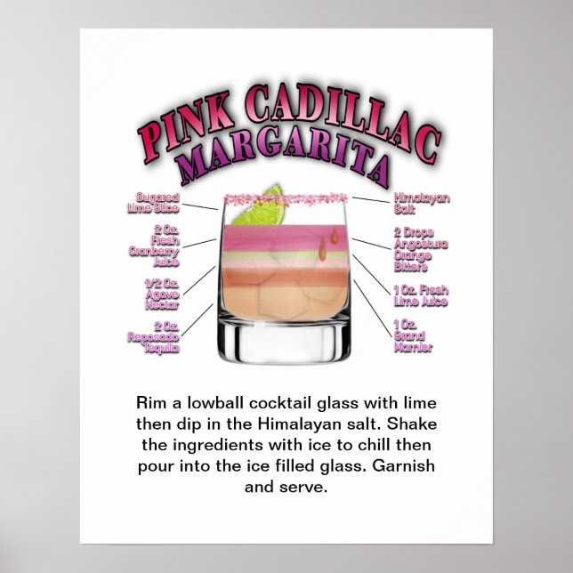 PINK MARGARITA Cocktail Receta Arte (Frente)