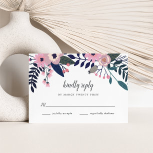 Pink Meadow   Tarjeta Floral RSVP