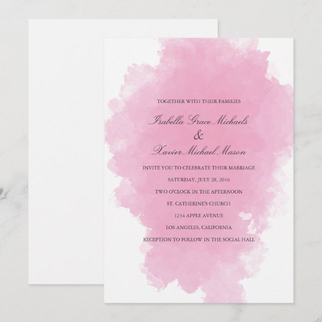 Pink Mist | Invitación a la boda (Anverso / Reverso)