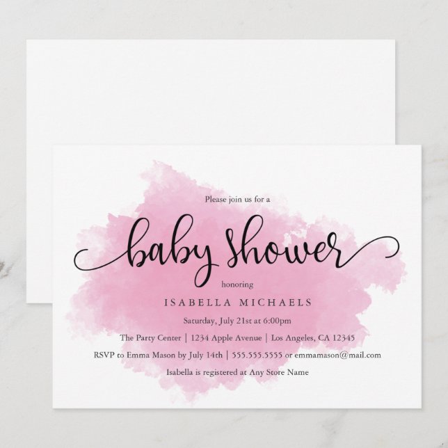 Pink Mist | Invitación de Baby Shower (Anverso / Reverso)