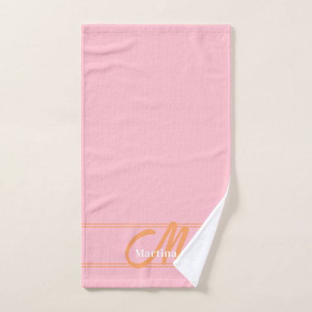Pink Modern Monogram Initial Yoga Towel (Toalla de mano)