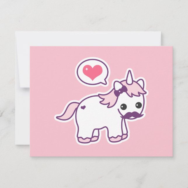 Pink Mustache Unicorn Invitaciones a la fiesta de  (Anverso)