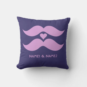 Pink Mustaches personalizado lanzar almohada