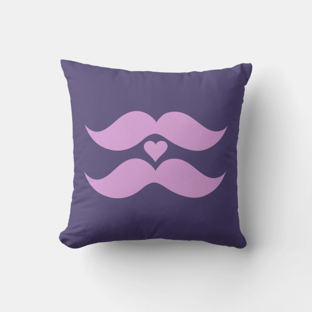 Pink Mustaches personalizado lanzar almohada (Anverso)
