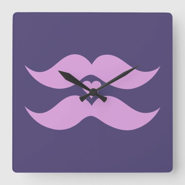 Pink Mustaches reloj de pared personalizado (Anverso)