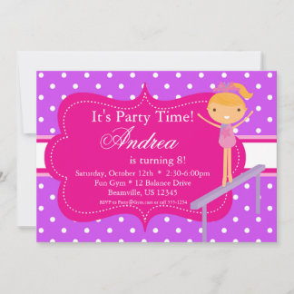 Pink n Purple polka dot Birthday Party Invitación