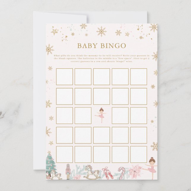 Pink Nutcracker Ballet Baby Bingo Game  (Anverso)