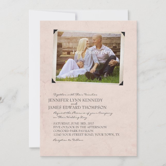 Pink Old Photo Album Invitaciones a la boda de pág (Anverso)