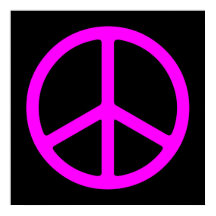Pink on Black Skinny Peace Symbol de arte Imprimir