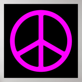 Pink on Black Skinny Peace Symbol de arte Imprimir